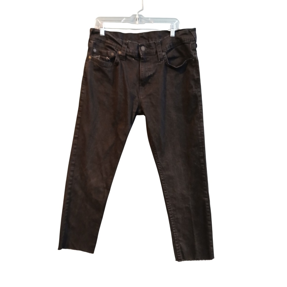 True Religion Geno Relaxed Slim Jeans Mens 36 Black Cut Off  Horseshoe READ